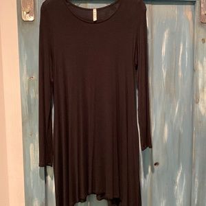 Womens Black MTS jersey knit swing dress with pockets.